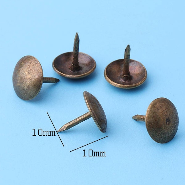 nails head 50 Antique Round Head nails  - Vintage Bronze Round Upholstery wooden case Decorative Sofa Stud Thumb Tack - 10*10mm- cd5