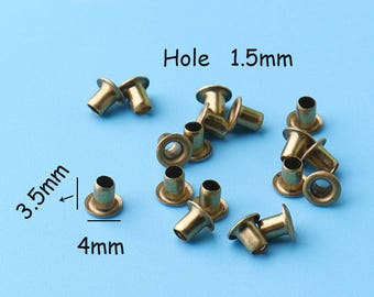 100pcs Tiny ANTIQUE BRASS Grommets Eyelets 1.5mmHole  Self Backing for Bead Cores, Clothes, Leather, Grommets Eyelets 4*3.5mm jy28