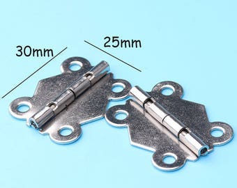 10pcs Small Box Hinge-Nickel Plated-Decorative Hinge Metal Hinges - Dollhouse Furniture - Jewelry Box Hinge-30*25mm hy16