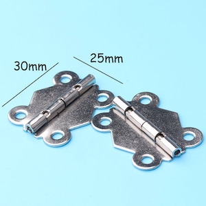 10pcs Small Box Hinge-Nickel Plated-Decorative Hinge Metal Hinges - Dollhouse Furniture - Jewelry Box Hinge-30*25mm hy16