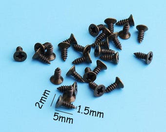 50pcs Screw Bronze Iron Small Wood Metal Rustic Fastener Hinge Cupboard Cabinet Furniture Door Latch Decorative 2*5*1.5mm ls7
