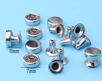 50sets FLAT Round Screw Rivet Studs Purse Feet Leathercraft Decorations leather working purse making shomeking punk-7*8mm zd10