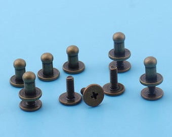20ST Browne Schrauben/Sam Browne Nieten Gürtel Nagel Nieten/Bindung Beiträge/Knopf Ohrstecker/Geldbörse Schrauben/Zurück-Taste/Schraubenkopf Ohrstecker 7mm(h)