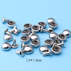 200sets Dome Rapid Rivet Studs Silver Rivet for Bags Belts Bracelets Leathercraft Decoration purse making shoemaking --14*14mm zd8
