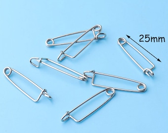 20 Safety Pins 2 3/8"(65mm)Craft Silver Safety Pin Brooch Stitch Markers Metal Safety Pins Loops Charms Jewelry Tag Fasteners(sp0906)