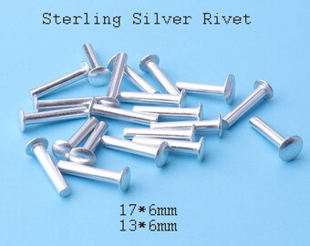 solid rivets 20pcs Sterling Silver Solid Rivets Flat Head Rivets - 17*6/ 13*6 mm cd8