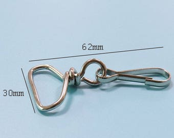 spring snap silver Metal Lanyard Snap Spring Clip Hooks snap hook come with D ring Purse findings -60*30mm ffk8