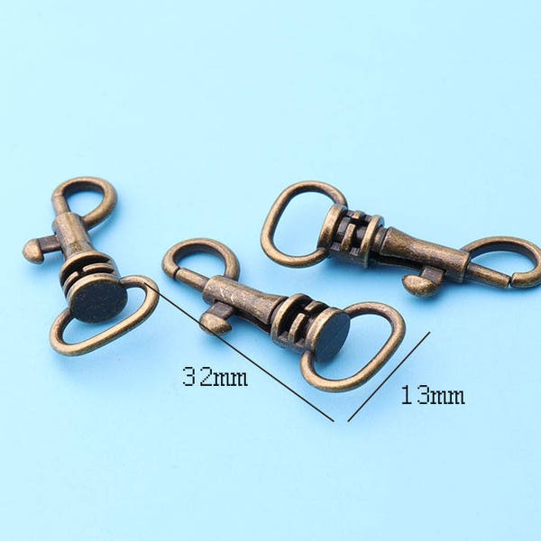 10pcs swivel clasp 1/2Wide DIY key chain  hooks Bronze key chain garment purse clasp pursemaking hardware working-32*13mm lx4