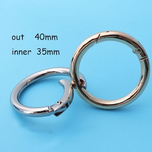 4pcs 1&#39;5/8inch O-Ring Gate Spring O-Ring Round Push Snap Hooks , Purse Handbag Bag Making Hardware Supplies O-Rings,40mmdia qq9