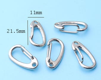 10pcs fermoir 3/4 porte du pusg fermoirs mousquetons large / pince à ressort Marine en acier inoxydable porte mousqueton / matériel crochet lx48 21,5 * 11 mm