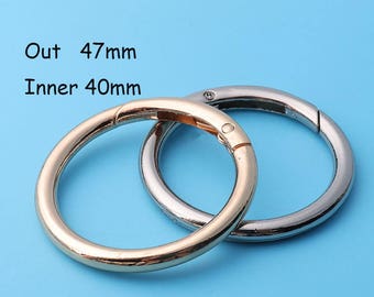 2pcs1'3/4inches O Rings Snap Clip Trigger Spring Opening Keyring Buckle Purse Hardware webbing ring DIY O rings 47mmdia qq3