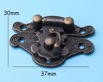 1set Box lock antique brassBag LockBag Accessories Oxhorn Swing Latches - Lock Solid Catch Hasps Wooden Box Buckle box lock  37*30mm loc6