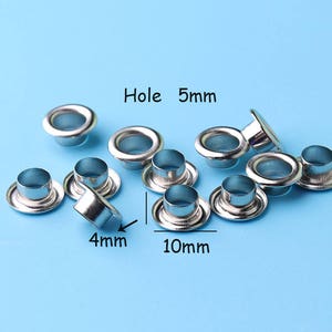 100sets Ösen Ösen Silber 5mm Loch für Kleidung, die Herstellung von Leder arbeiten Leinwand Ösen Ösen 10 * 4mm jy21