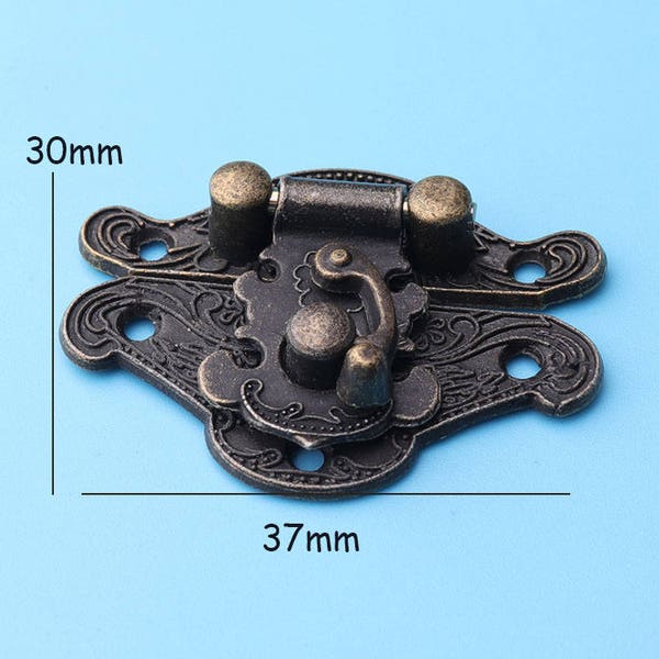 1set Box lock antique brassBag LockBag Accessories Oxhorn Swing Latches - Lock Solid Catch Hasps Wooden Box Buckle box lock  37*30mm loc6