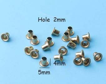 Trou de 2MM 100pcs oeillets oeillets en laiton ANTIQUE minuscules ajustement auto support pour perles cœurs, vêtements, cuir, œillets œillets -5 * 4 mm jy33