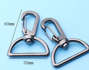 4pcs 1'1/8 Wide clasp  Black Lanyard Clips - Swivel Clasp  gunmetal Hardware for Straps Push gate Lobster Swivel Clasps-40*30mm lx26