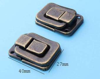 handbag lock 2sets Anti brass metal latches for Box lock lassical Gift Box Lock Latches Wooden Box Leather Suitcase Buckle Clasp-40*27mm fk4