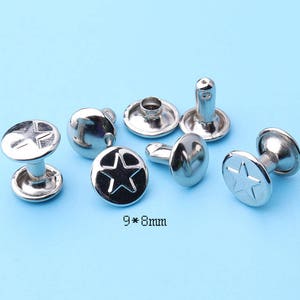 50sets Star studs Rivet silver buttons for Leather decoration Dome rivet studs purse making leather working--9*8mm zd26