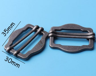 2pcs Belt Adjuster Sliders Gunmetal black Flat Metal Slide Buckle  Strap Keeper Leathercraft Bag for 1''1/4inch webbing slide 35*30mm fk35