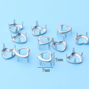 20pcs Heart Rivet Studs 3 claws silver rivet studs Leather Crafting purse making leather decoration 57mm cl12 image 1