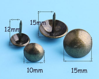 Turtle back Upholstery Decorative Nails/tacks antique bronze decoration in box making 30pcs 10/15mm
