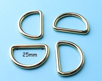 4pcs métal anneaux en D, 1 » D, bague matériel sac à main, portefeuille matériel, or D, en laiton, haute qualité, pour les sangles sangle D anneaux 25mm dri30