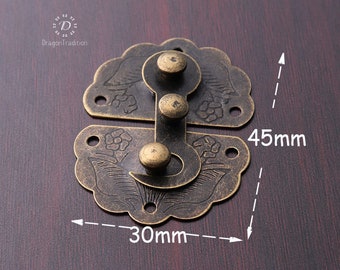 2 Sätze fangen Legierung Verriegelungen Holz Brust Leder Koffer Zeitschriften Schnalle Verschluss box Schloss Jewerly Feld machen 45 * 30 mm Verschluss