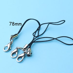 50pcs Mobile phone rope charm---the phone cord with metal lobster clasp chain link circle charm  78mm