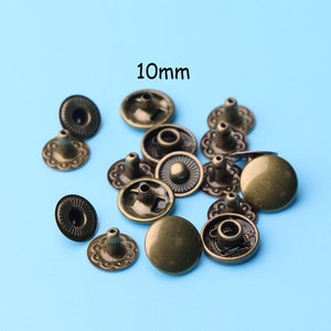 50sets 10mm Sets of Metal Sew on Snap Buttons Available in Antique  bronze Snap fastener Press stud