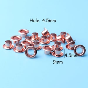 100pcs Grommets Eyelets with washers Rose gold color Self Backing for Clothes, Leather, Canvas working cooper Eyelets 9*4.5mm