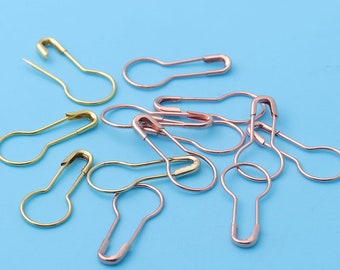 100pcs Pines de seguridad de cobre / Marcadores de puntada de bloqueo / Pines colgantes / marcadores de tejer marcadores de ganchillo oro oro oro pera en forma de alfileres