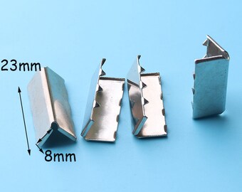 30pcs RIBBON CRIMP End Clamp with loop  Ribbon End Connector or Crimp 23*8mm  sj7