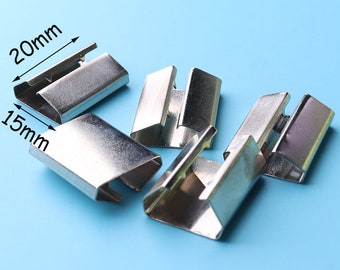 20pcs webbing End Connector stainless steel Clamps Crimp Ribbon End 6.5mm-20mm 20*15mm sj4