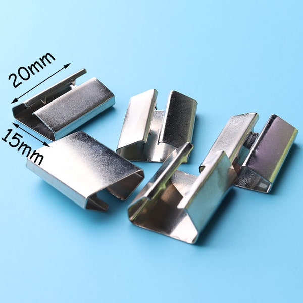 20pcs webbing End Connector stainless steel Clamps Crimp Ribbon End 6.5mm-20mm 20*15mm sj4