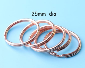 25pcs key rings nickle and rose gold plated  Jump Rings Rose gold Silver Plated 2mm Thick nickle rose gold , Open Jump Rings 25mm dia gke9