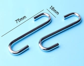 6pcs forgés à la main S crochets laque, forgeron fait, forgé de fer, support de Pot, crochet ustensile, matériel de cuisine, martelé crochets - 75 * 18 mm gg10