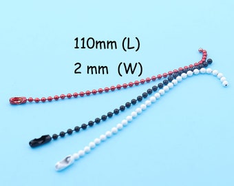 10pcs High Quality Colored Ball Chain label charm 11CM Length 2mm diameter ball Connectors Included  ball chain charm