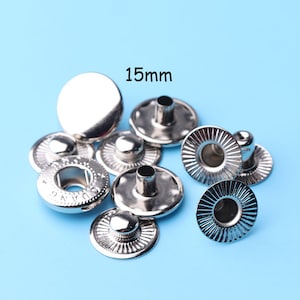 50 Sets of 15mm Metal Sew on Snap Buttons  Snap fastener Press stud Sewing Leather craft Clothes Bags