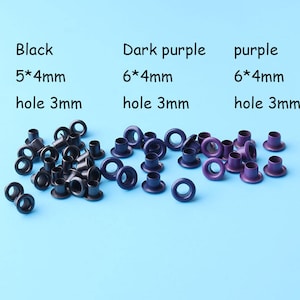 100pcs colorful Eyelets Grommets 3mm Hole  Rivet Studs for Leather craft Shoes Canvas Clothes making DIY Decorations5*4or 6*4mm jy17
