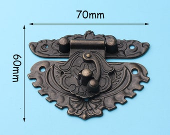 1pcs Antique Bronze Box Latch, Rustic Latch Hasp, Trunk Latch, Trunk Hasp, verrous métalliques pour serrure box70*60mm