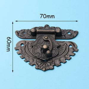 1pcs Antique Bronze Box Latch, Rustic Latch Hasp, Trunk Latch, Trunk Hasp, metal latches for Box lock7060mm 画像 1