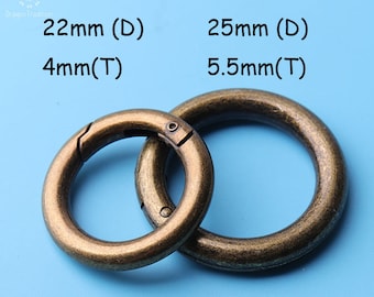 6pcs Bronze spring o ring push gate O Rings Snap Clip o-rings round gate ring spring ring with spring gate 22/25mm
