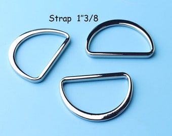 2pcs D rings for 1'3/8 inch Nickel Finish, Buckle Purse Strap, Metal Silver D Shape Rings, 33mm inner dri12