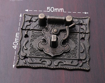 1 set classical vintage Plant pattern lock catch latches for Jewelry box Vintage Bronze Metal Lock 40*50mm