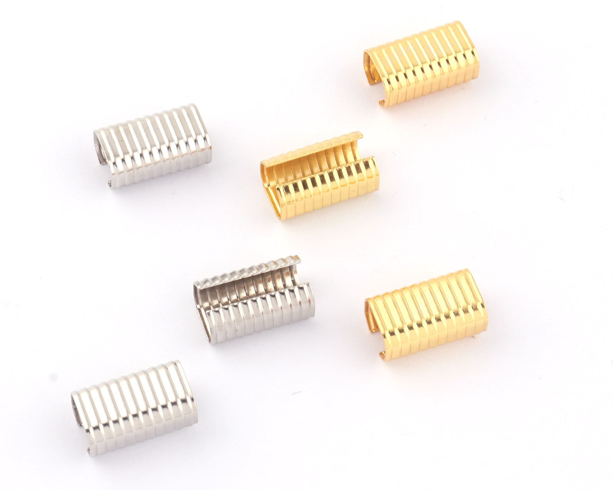 20mm Gold Metal Ribbon End Clamps With Loop Ribbon Cord Rope Clasps End ...