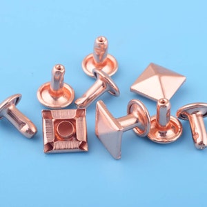 9*10mm Studs Rivets Rose gold Rivets,Metal Button,for Bags Belts Bracelets Leathercraft Decoration purse making shoemaking 50sets