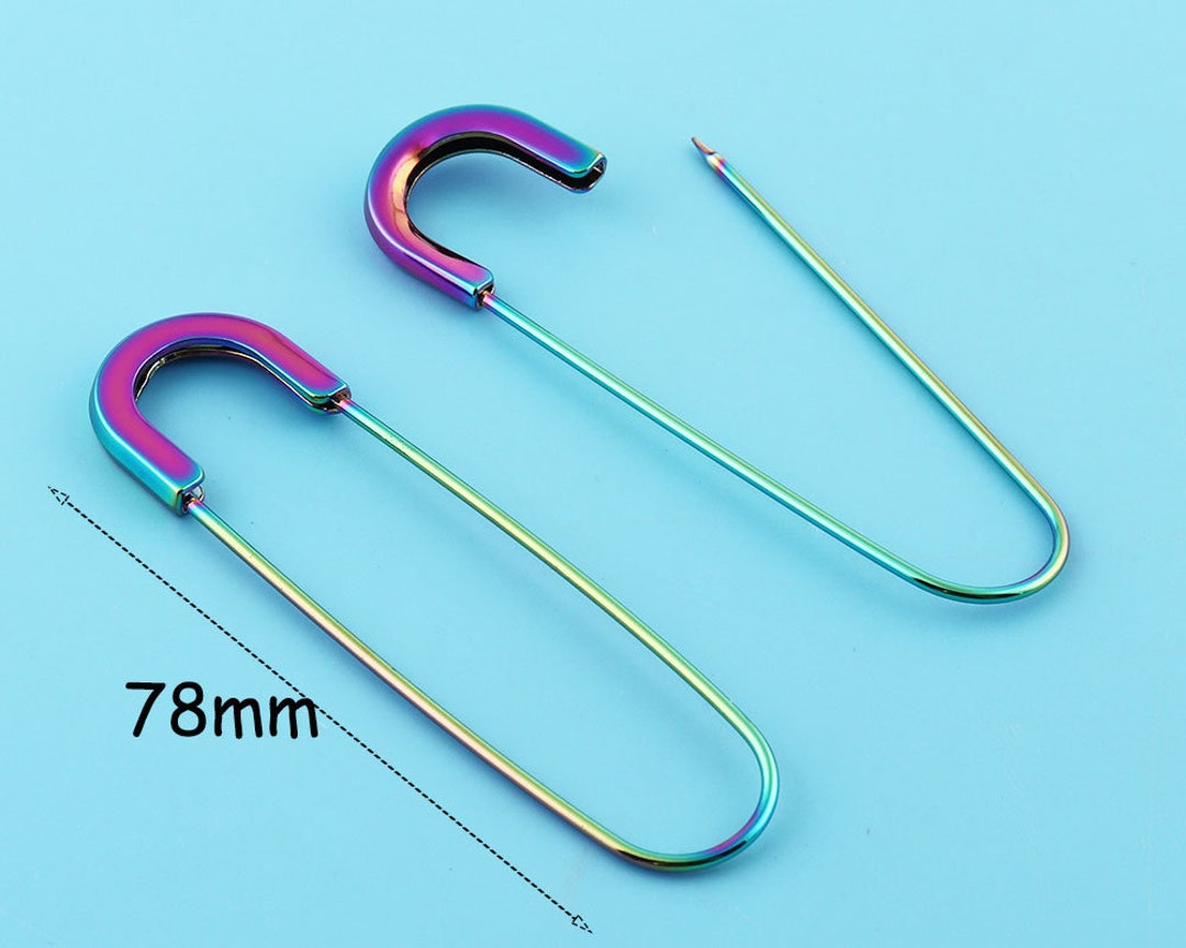 6pc Safety Pins 78mm Rainbow Clothing Safety Pin Jewelry Etsy