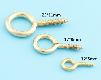 Screw eye bails,screw eye pins with gold color 22/17/12 mm,for pendants vials charms resin jewelry supplies