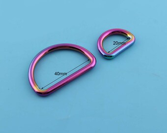 20/40mm interior Rainbow metal aleación correa D anillo cinta d anillo bolso bolso bolso de fabricación de hardware suministros, D anillo cinta d anillo