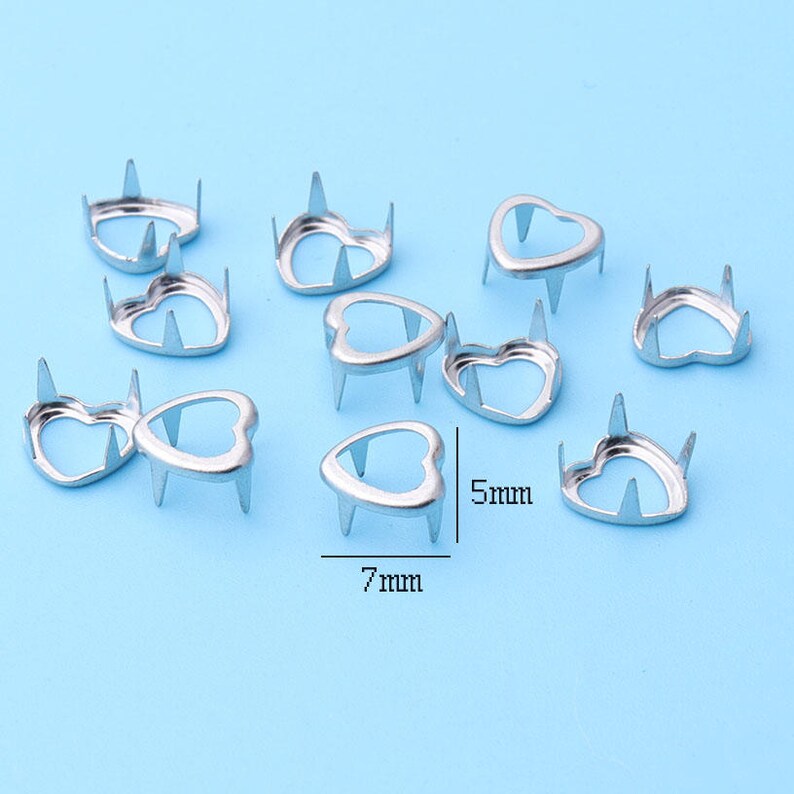 20pcs Heart Rivet Studs 3 claws silver rivet studs Leather Crafting purse making leather decoration 57mm cl12 image 1